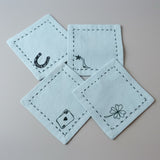 FEELING LUCKY EMBROIDERED COCKTAIL NAPKINS SET